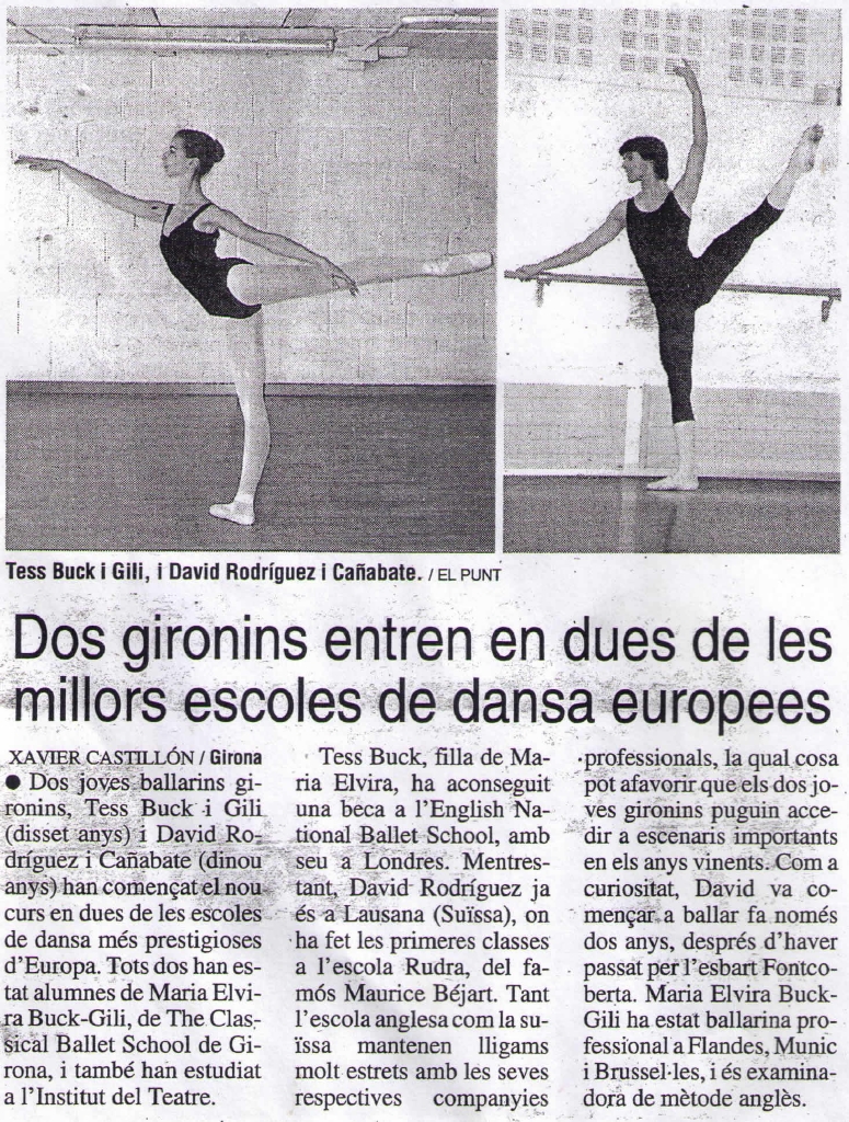 Més informació sobre l'article Dos gironins entren en dues de les millors escoles de dansa europees (EL PUNT)